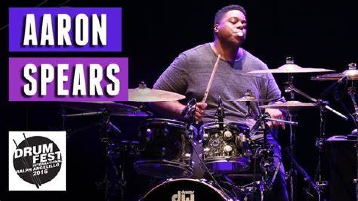 Aaron Spears drumming for a record in 2009. 