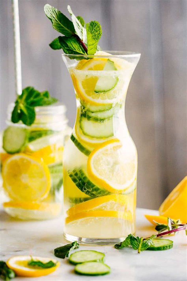 Detox water cocktail with tea, fruits