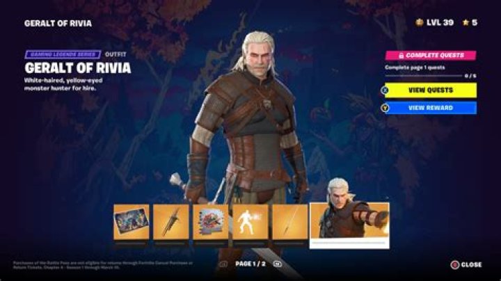 Geralt Epic Games Reward