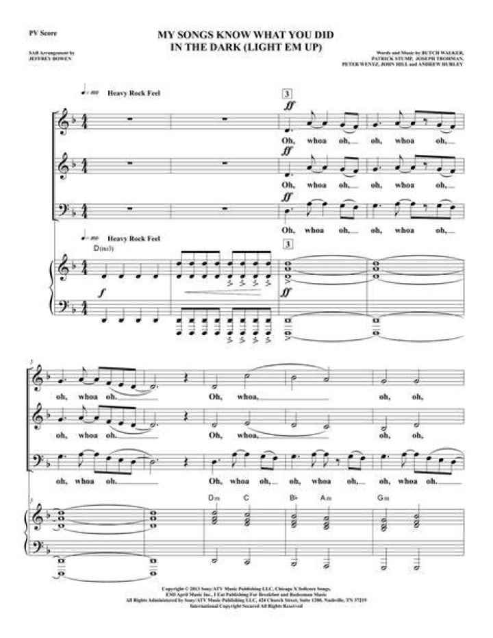 My Songs Know What You Did In The Dark - Fall Out Boy - country songs using g c d