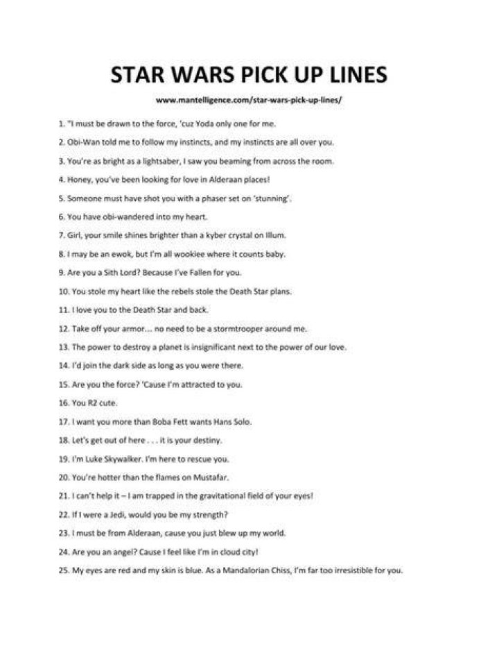Star Wars pick up lines