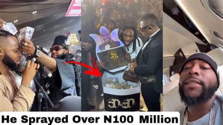 Young rich Nigerians/man sprayed N100 notes at party.